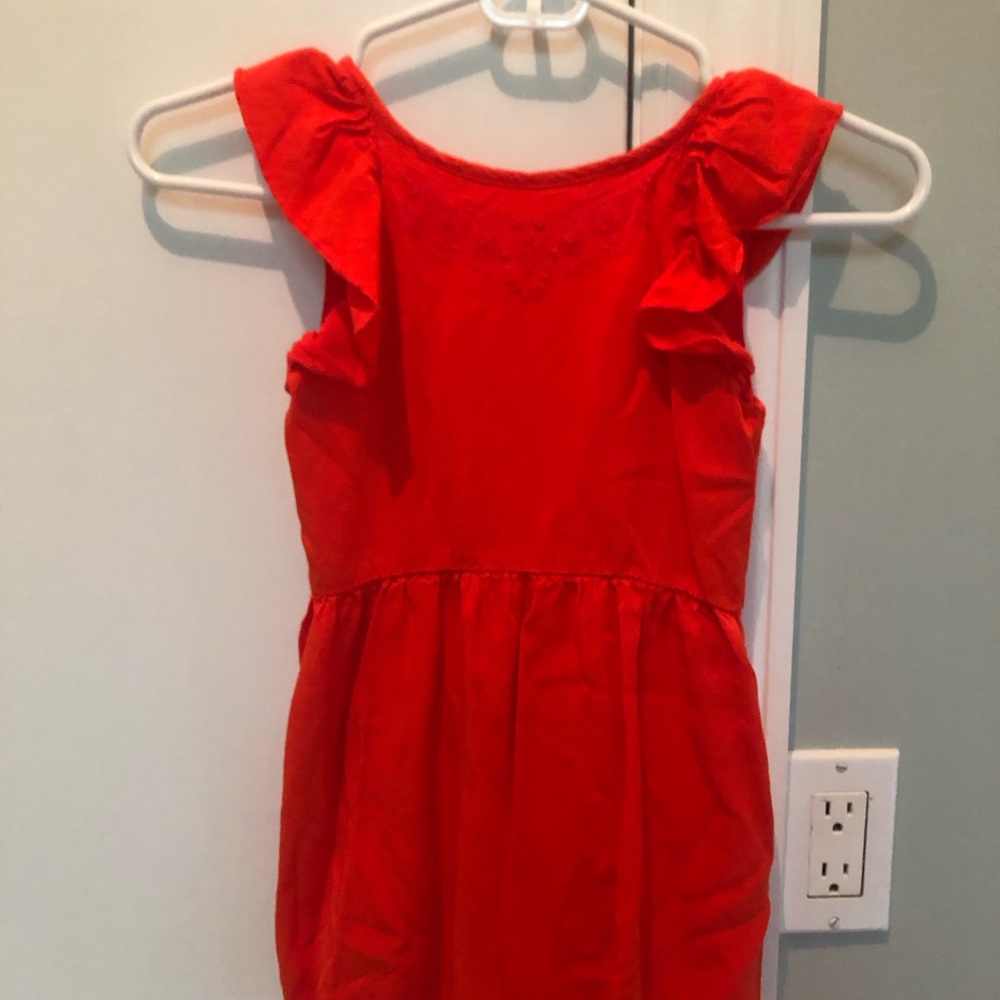Girls Carrement Beau flutter sleeve orange dress with embroidery detail, size 5